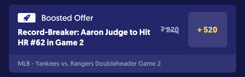 aaron judge boosted home run prop at fliff