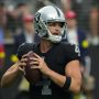 Sep 18, 2022; Paradise, Nevada, USA; Las Vegas Raiders quarterback Derek Carr (4) throws the ball against the Arizona Cardinals in the second half at Allegiant Stadium.