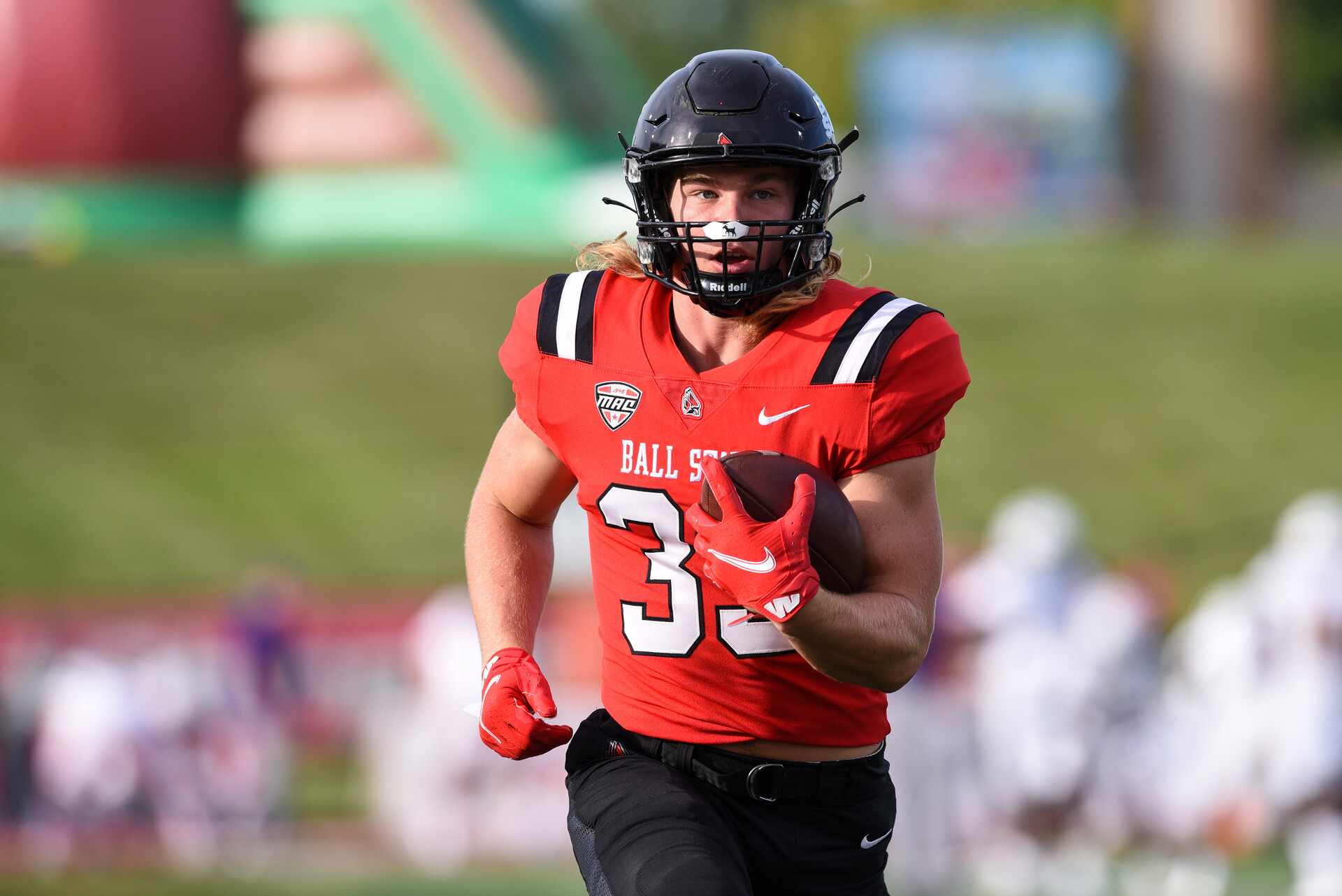 Ball State RB Carson Steele (33) prior to a college football game between the Western Illinois Leathernecks and Ball State Cardinals on September 2, 2021 at Scheumann Stadium in Muncie, IN.