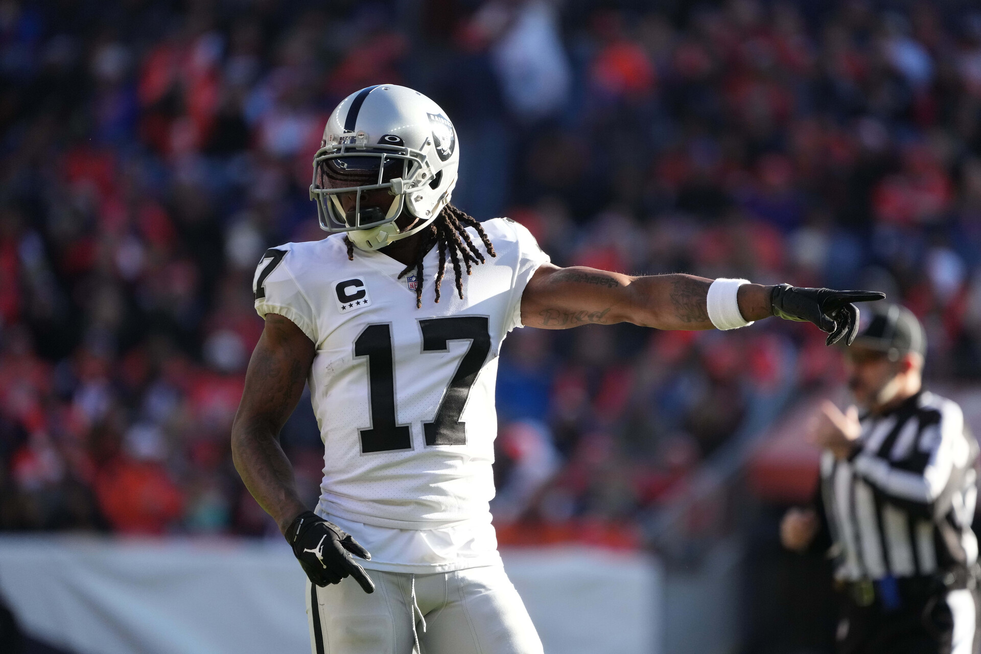 Las Vegas Raiders wide receiver Davante Adams (17) during the first quarter against the Denver Broncos at Empower Field at Mile High.