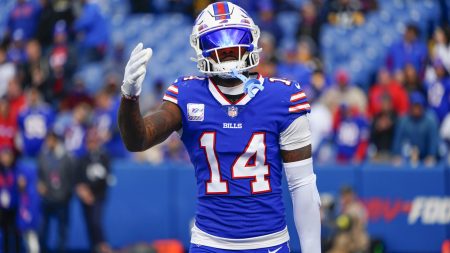 Buffalo Bills wide receiver Stefon Diggs (14) prior to the game against the Pittsburgh Steelers at Highmark Stadium.