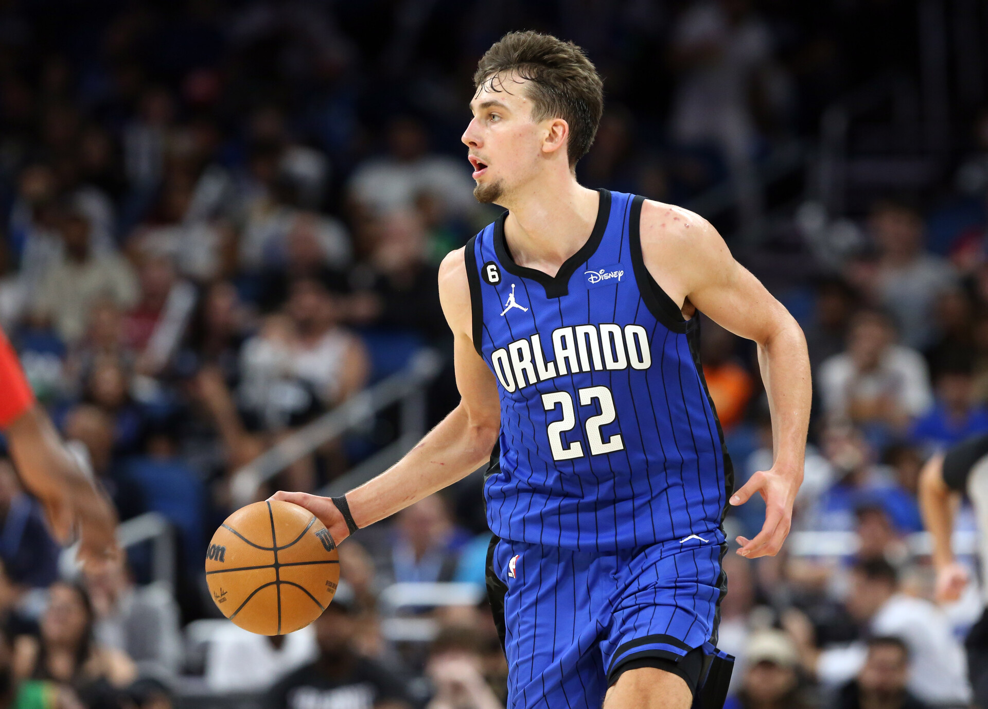 Magic forward Franz Wagner (22) drives to the basket against the Philadelphia 76ers during the second half at Amway Center.