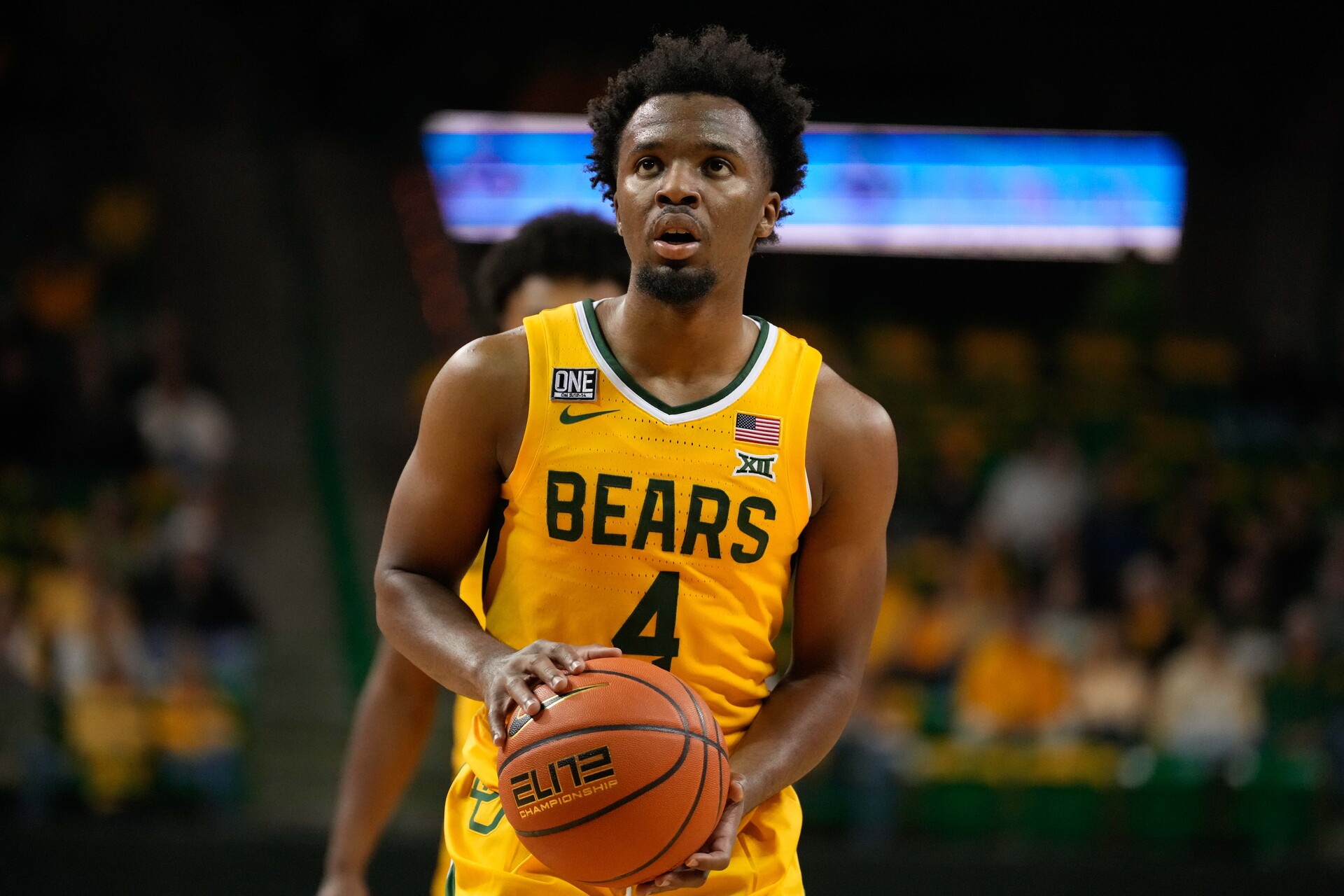 Baylor Bears guard LJ Cryer (4) shoots a free throw against the TCU Horned Frogs during the first half at Ferrell Center.