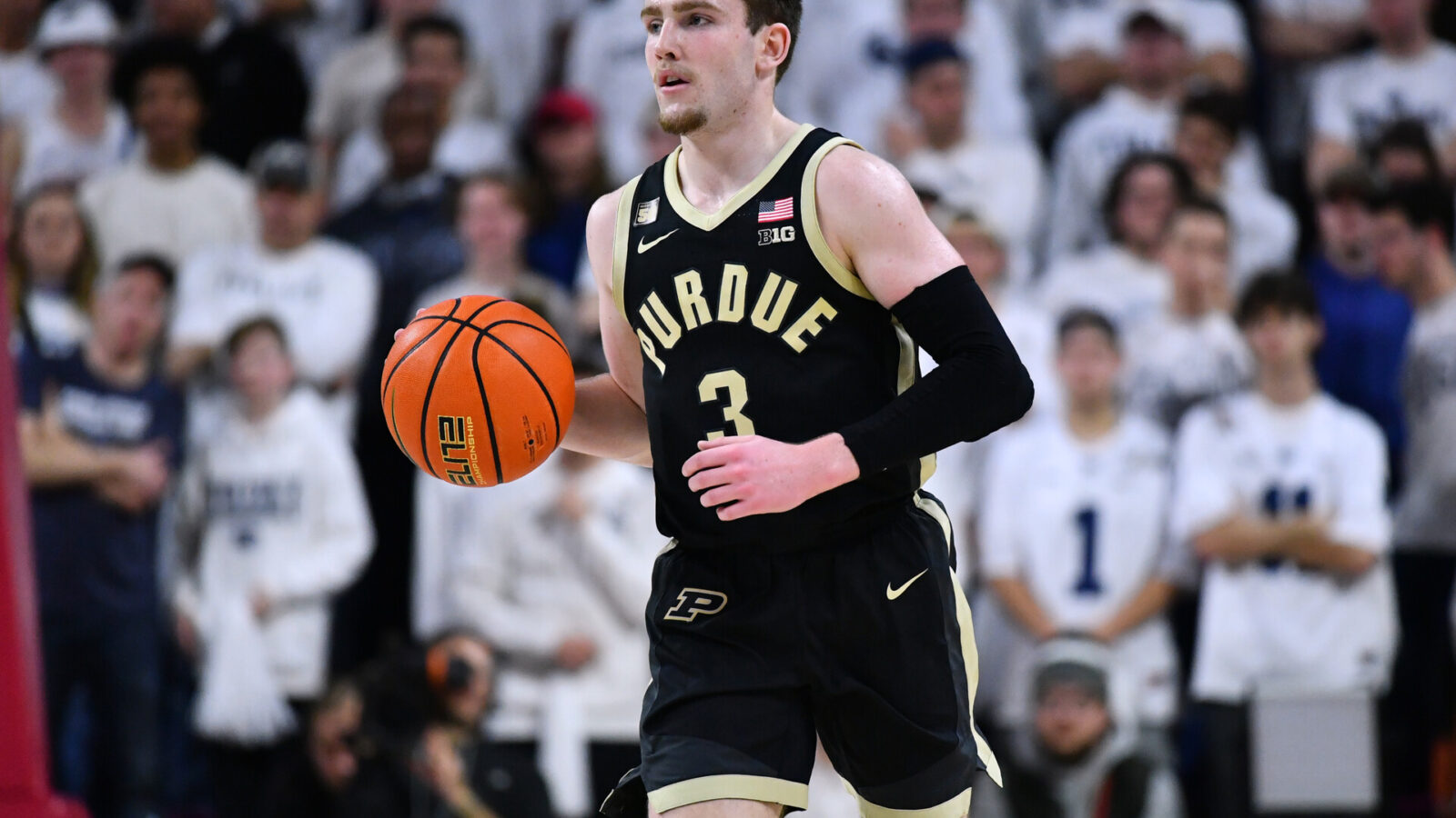 Purdue Boilermakers guard Braden Smith (3) dribbles against the Penn State Nittany Lions in the first half at The Palestra.