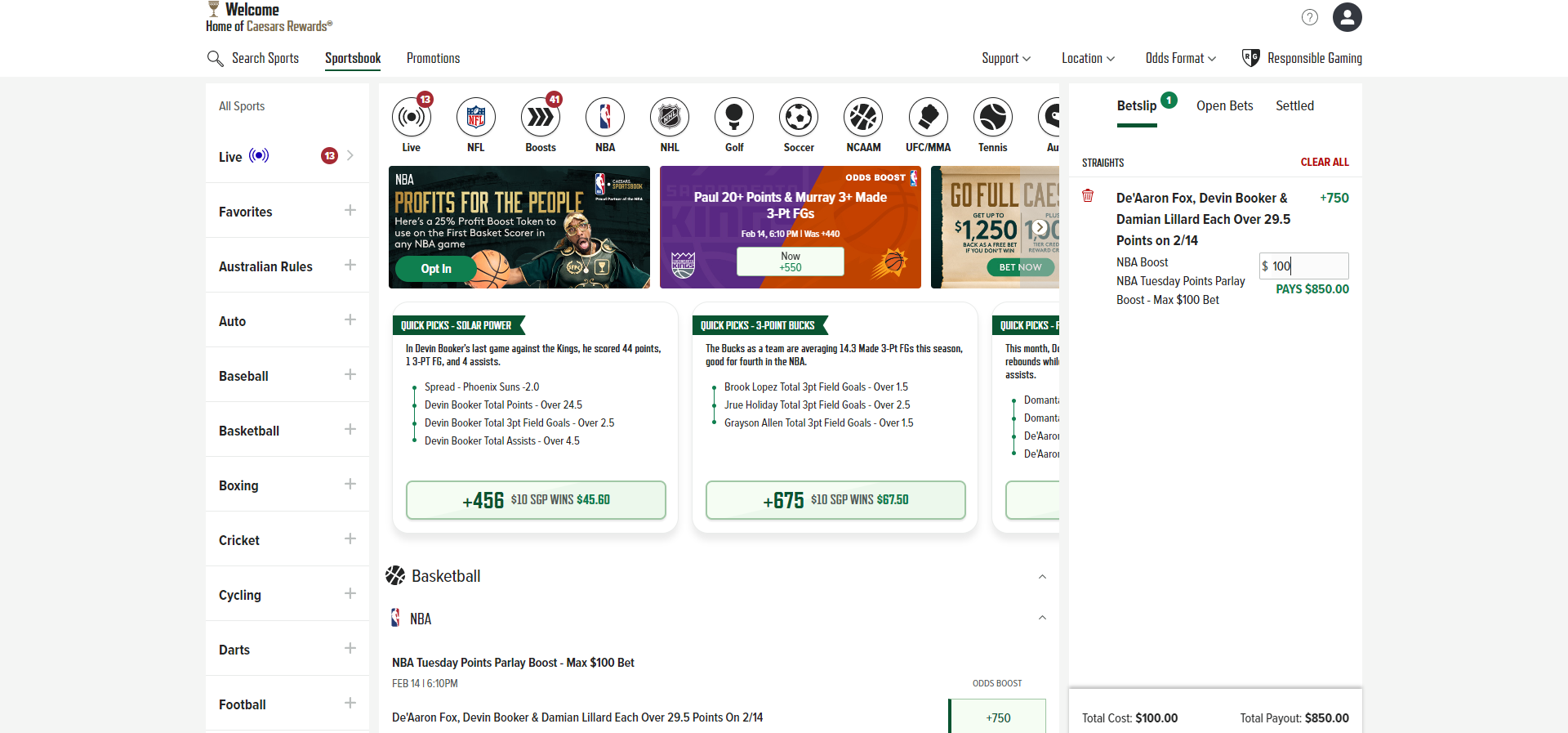 Caesars Sportsbook promo code and review