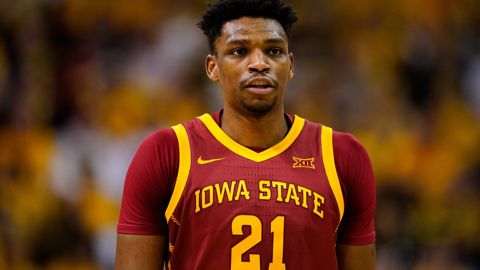 Osun Osunniyi #21 of the Iowa State Cyclones during the second half against the Missouri Tigers at Mizzou Arena on January 28, 2023 in Columbia, Missouri.