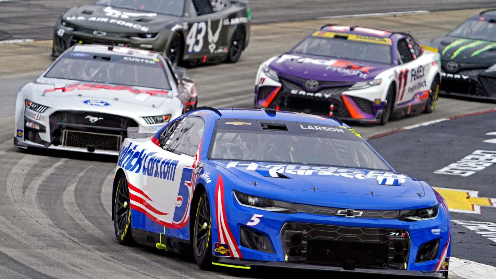 Oct 30, 2022; Martinsville, Virginia, USA; NASCAR Cup Series driver Kyle Larson (5) during the Xfinity 500 at Martinsville Speedway