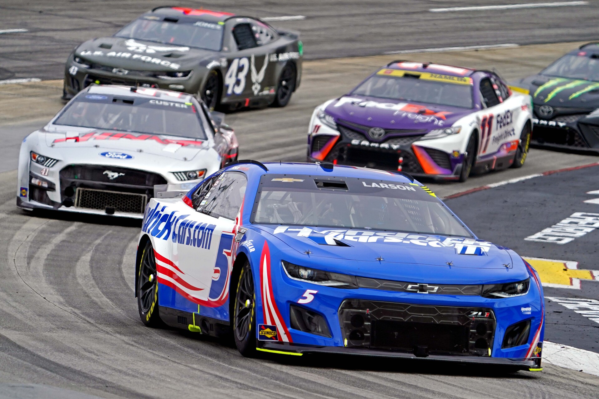 Oct 30, 2022; Martinsville, Virginia, USA; NASCAR Cup Series driver Kyle Larson (5) during the Xfinity 500 at Martinsville Speedway