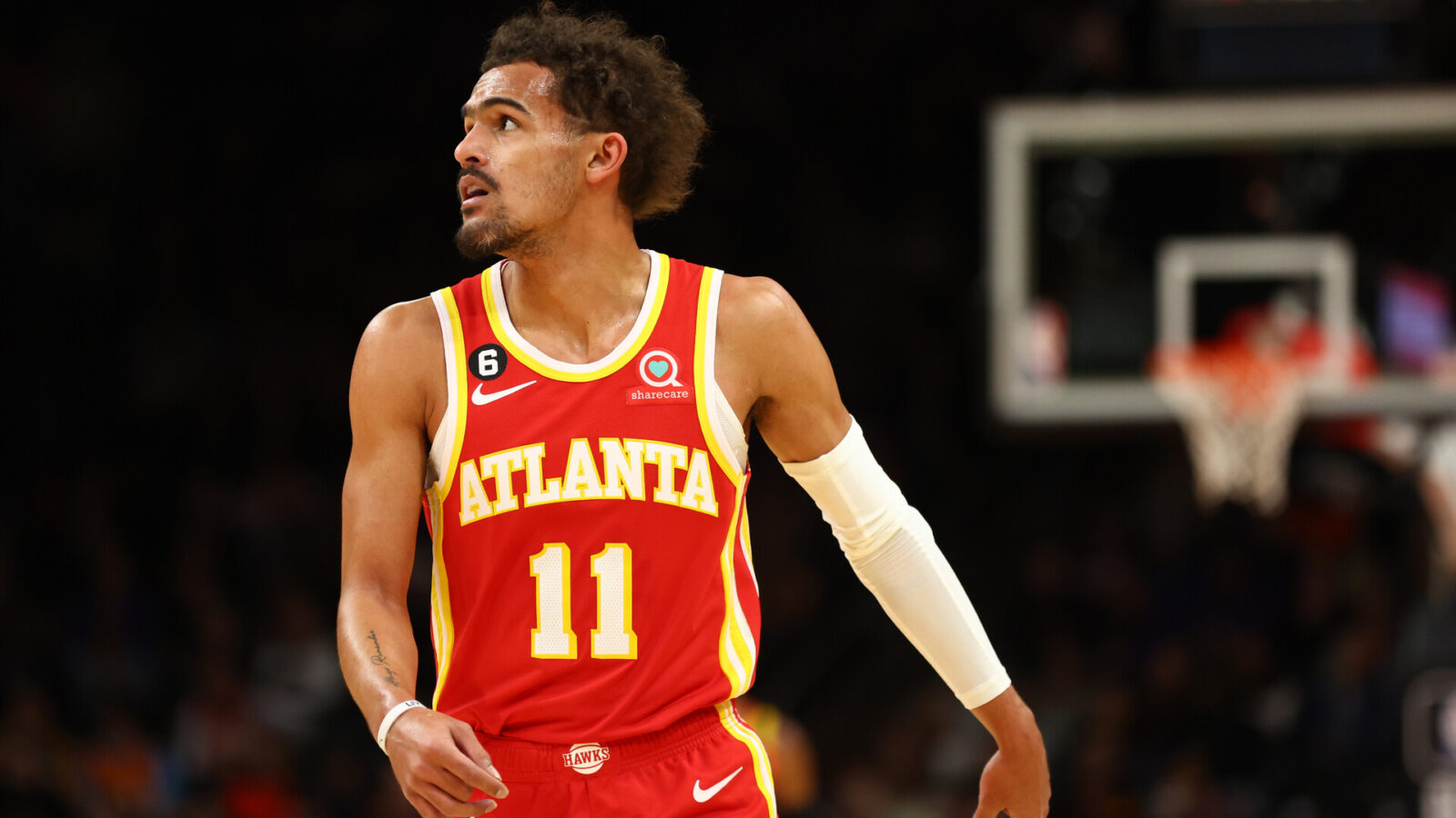 Atlanta Hawks guard Trae Young (11) against the Phoenix Suns in the first half at Footprint Center.