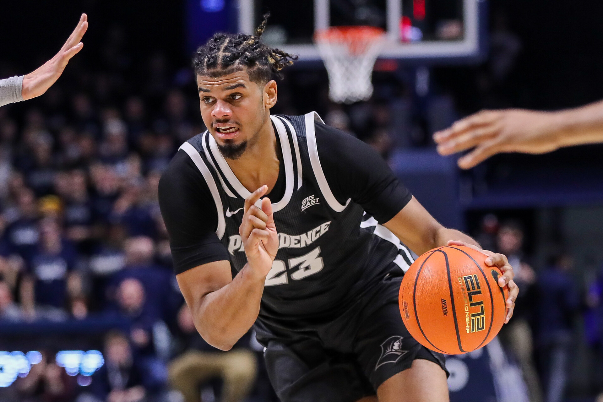 Providence Friars forward Bryce Hopkins (23) dribbles against the Xavier Musketeers in the first half at Cintas Center.