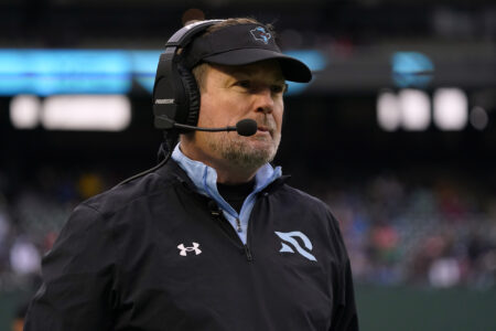 Head coach Bob Stoops of the Arlington Renegades looks on during the second half against the Vegas Vipers at Choctaw Stadium on February 18, 2023 in Arlington, Texas.