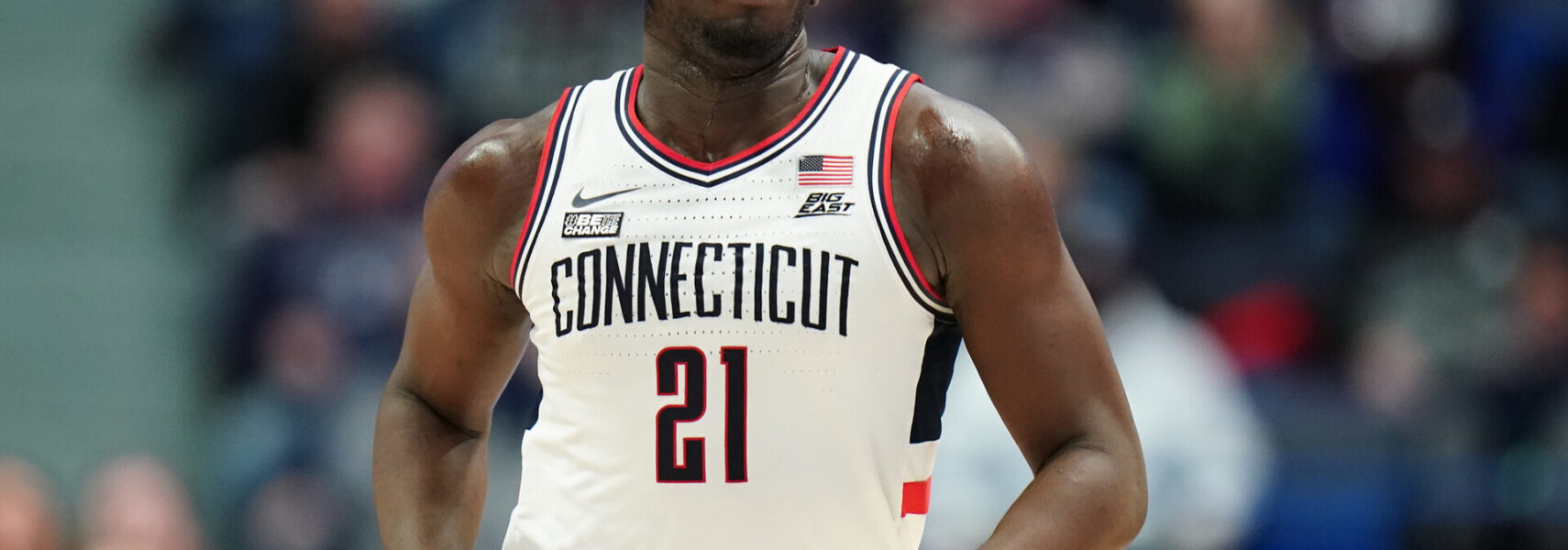 UConn Huskies forward Adama Sanogo (21) returns up court against the DePaul Blue Demons in the second half at XL Center.