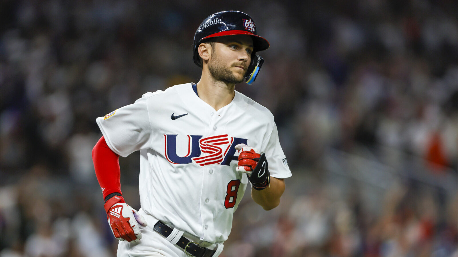USA shortstop Trea Turner (8) circles the bases after hitting a home run during the second inning against Cuba at LoanDepot Park.