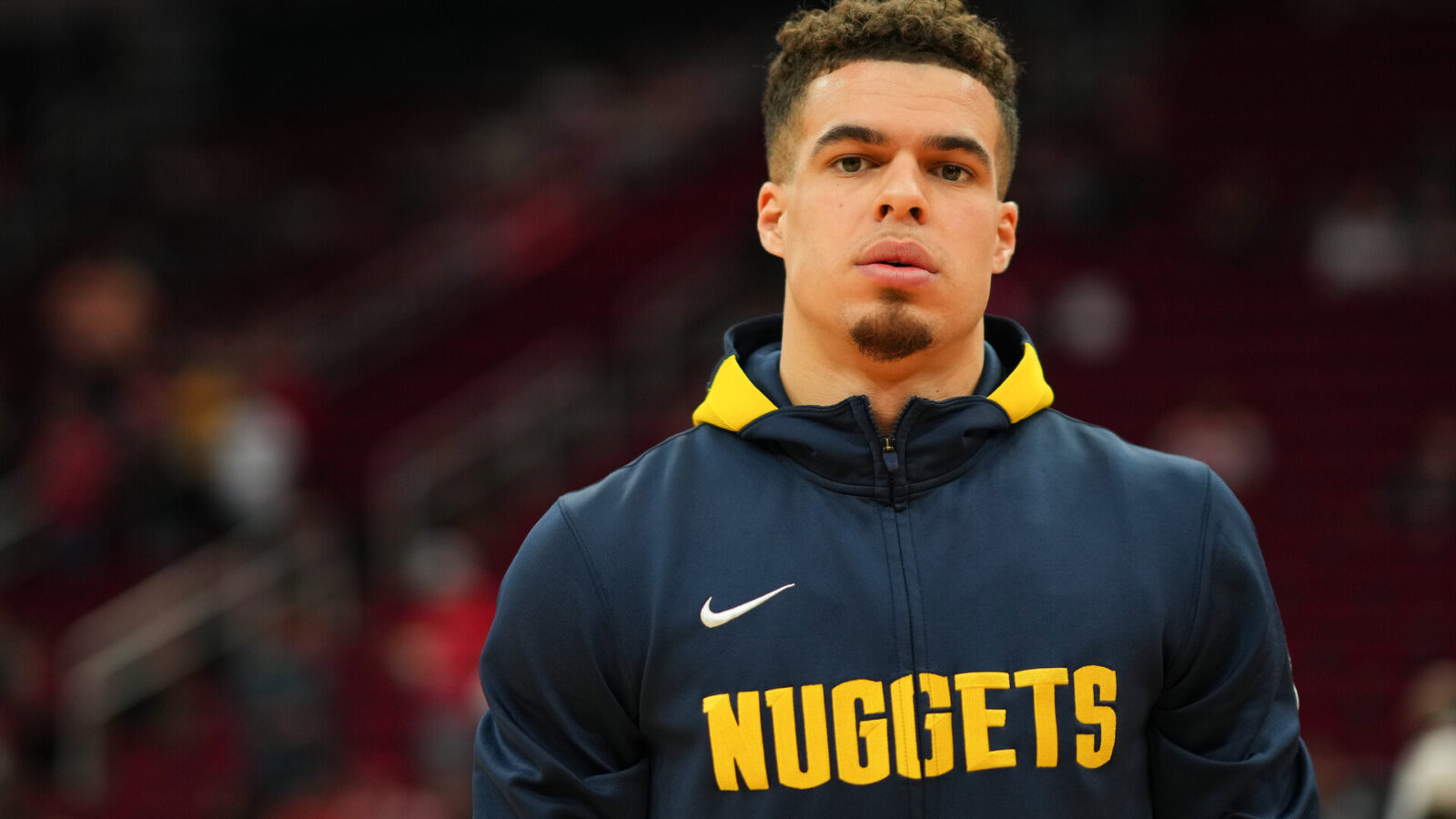 Michael Porter Jr. #1 of the Denver Nuggets looks on prior to the game against the Houston Rockets at Toyota Center on April 04, 2023 in Houston, Texas.
