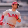 Trea Turner #7 of the Philadelphia Phillies rounds the bases after hitting a solo home run during the first inning against the Chicago White Sox at Guaranteed Rate Field on April 19, 2023 in Chicago, Illinois.