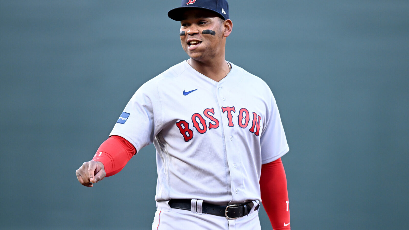Rafael Devers #11 of the Boston Red Sox plays third base against the Baltimore Orioles at Oriole Park at Camden Yards on April 24, 2023 in Baltimore, Maryland.