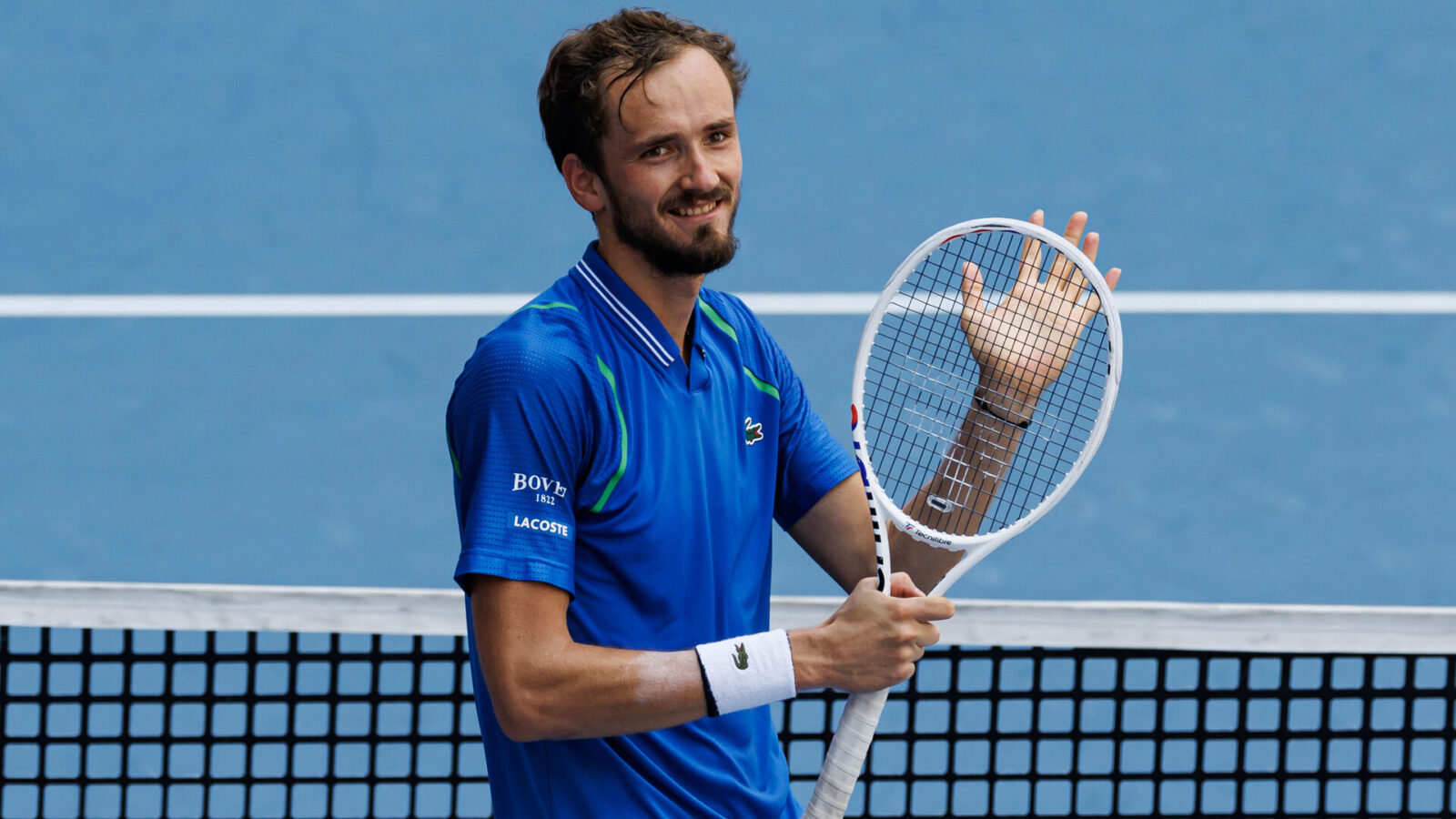 Daniil Medvedev celebrates his victory over Jannik Sinner (ITA) (not pictured) in the men’s singles final of the Miami Open at Hard Rock Stadium.