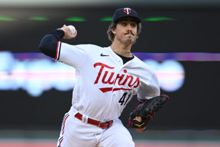 Minnesota Twins starting pitcher Joe Ryan (41) throws a pitch against the New York Yankees during the first inning at Target Field.