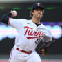 Minnesota Twins starting pitcher Joe Ryan (41) throws a pitch against the New York Yankees during the first inning at Target Field.