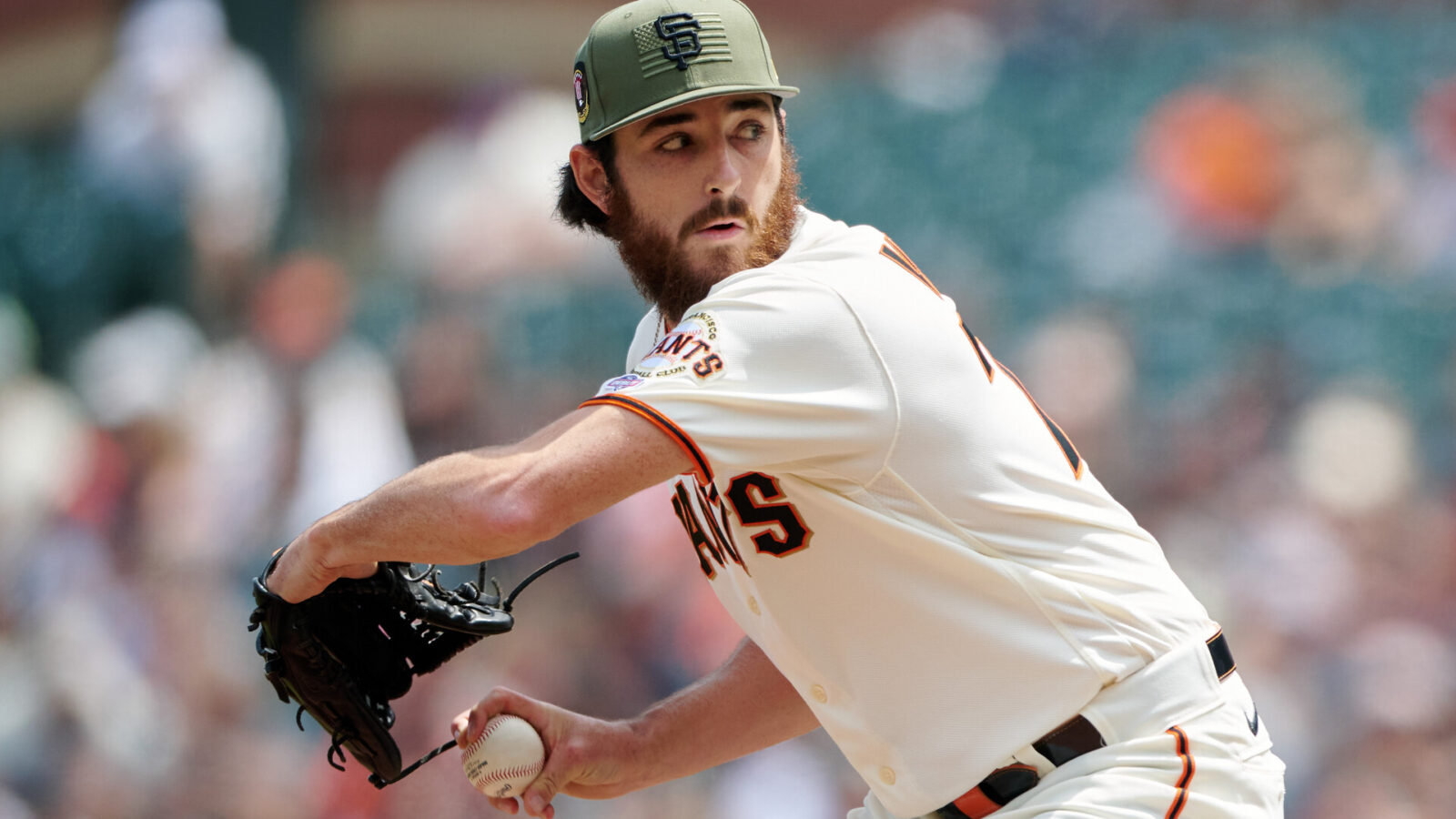 May 21, 2023; San Francisco, California, USA; San Francisco Giants pitcher Ryan Walker (74) throws a pitch against the Miami Marlins during the sixth inning at Oracle Park.