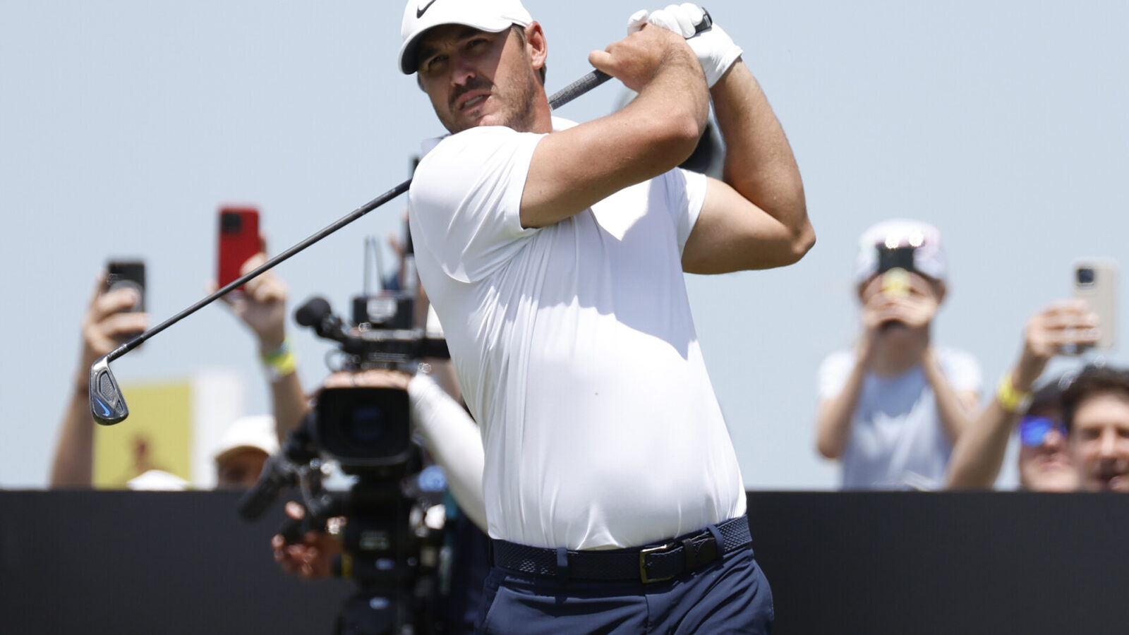 May 26, 2023; Washington, DC, USA; Brooks Koepka hits his tee shot on the first hole during the first round of the LIV Golf DC 2023 tournament at Trump National Golf Club in Sterling, Va.