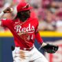 Cincinnati Reds shortstop Elly De La Cruz (44) fields a groundball in the fourth inning of a baseball game between the Los Angeles Dodgers and the Cincinnati Reds, Wednesday, June 7, 2023, at Great American Ball Park in Cincinnati.