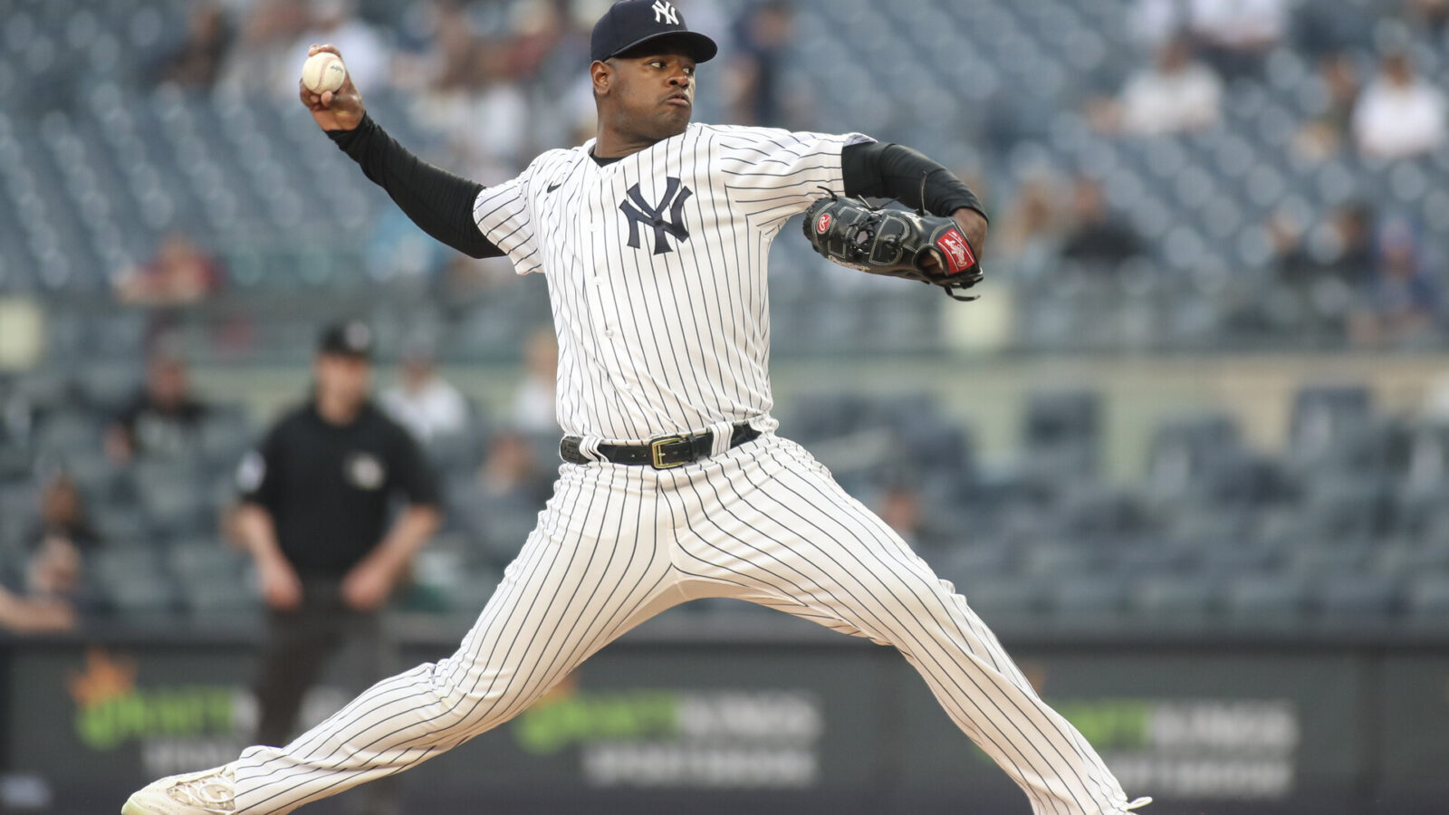 Jun 8, 2023; Bronx, New York, USA; New York Yankees starting pitcher Luis Severino (40) pitches in the first inning against the Chicago White Sox at Yankee Stadium.