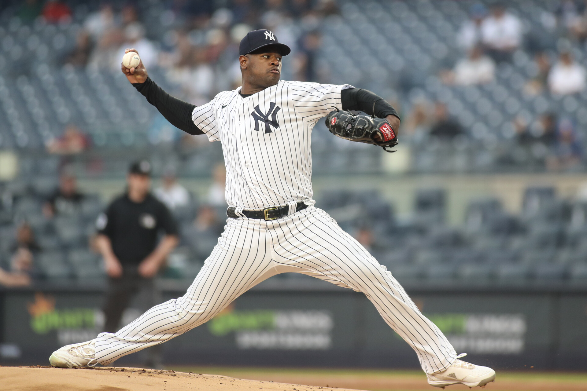 Jun 8, 2023; Bronx, New York, USA; New York Yankees starting pitcher Luis Severino (40) pitches in the first inning against the Chicago White Sox at Yankee Stadium.
