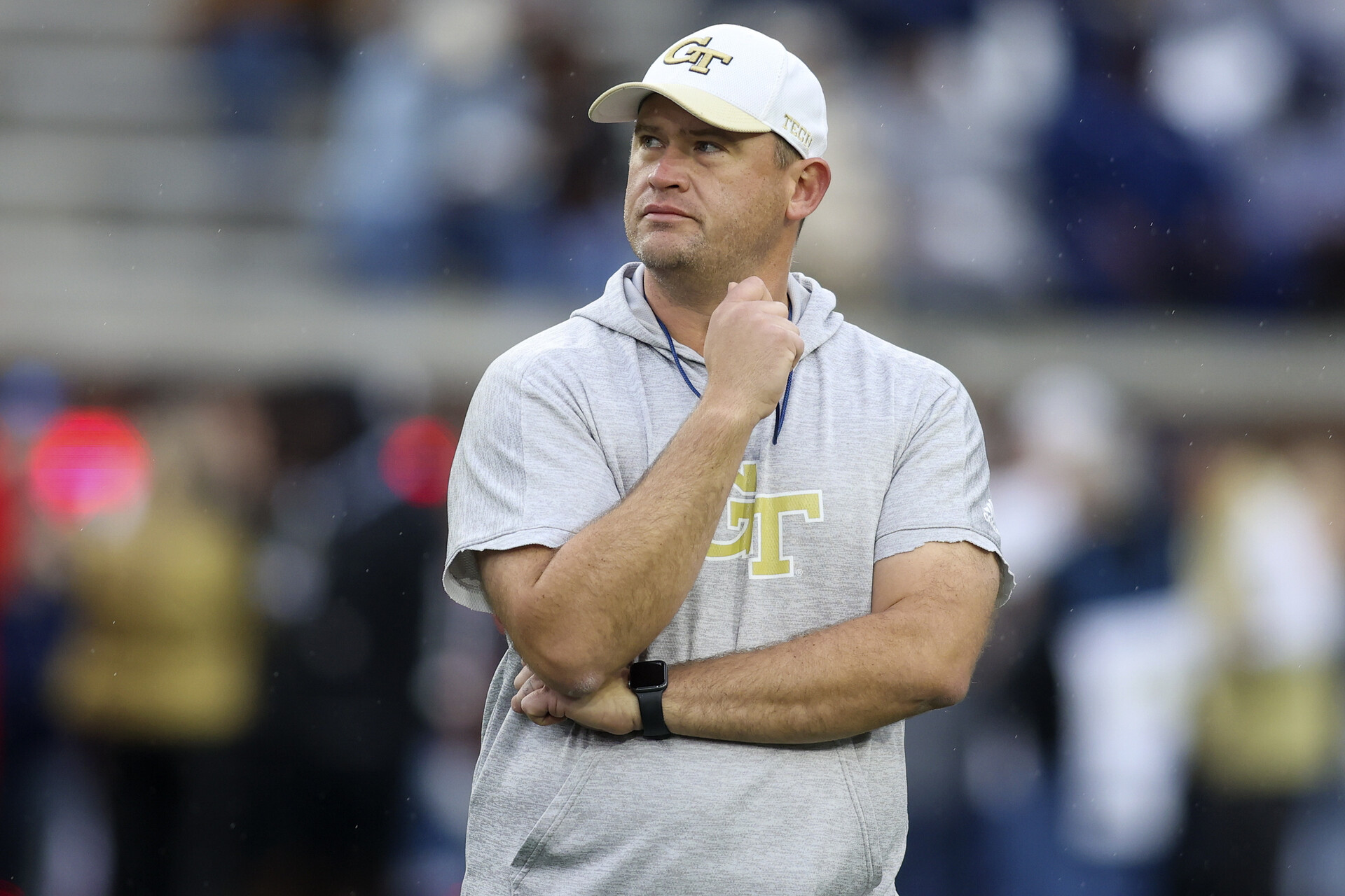 Georgia Tech Yellow Jackets head coach Brent Key on the field before a game against the Miami Hurricanes at Bobby Dodd Stadium.