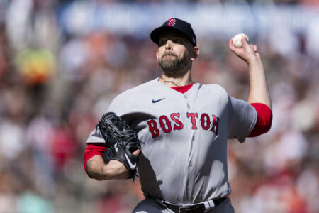 Jul 29, 2023; San Francisco, California, USA; Boston Red Sox starting pitcher James Paxton (65) throws against the San Francisco Giants during the first inning at Oracle Park.