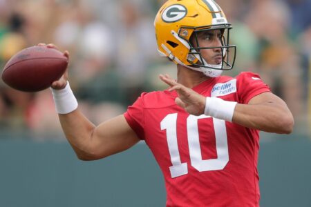Green Bay Packers quarterback Jordan Love (10) during the first day of practice of theGreen Bay Packers’ 2023 training camp on Wednesday, July 26, 2023 at Ray NitschkeField in Green Bay, Wis.