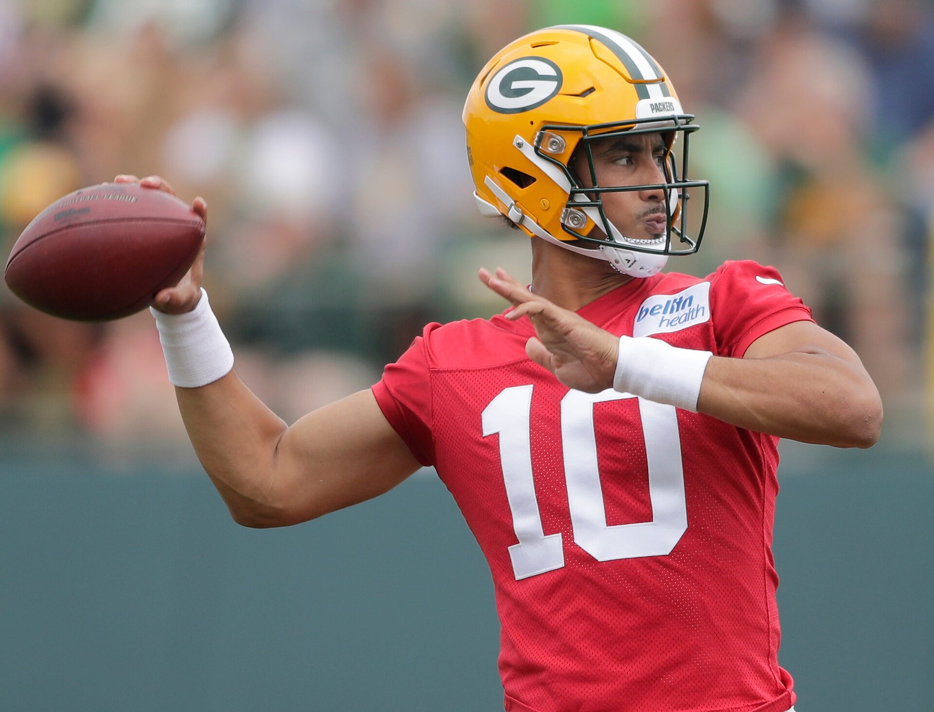 Green Bay Packers quarterback Jordan Love (10) during the first day of practice of theGreen Bay Packers’ 2023 training camp on Wednesday, July 26, 2023 at Ray NitschkeField in Green Bay, Wis.