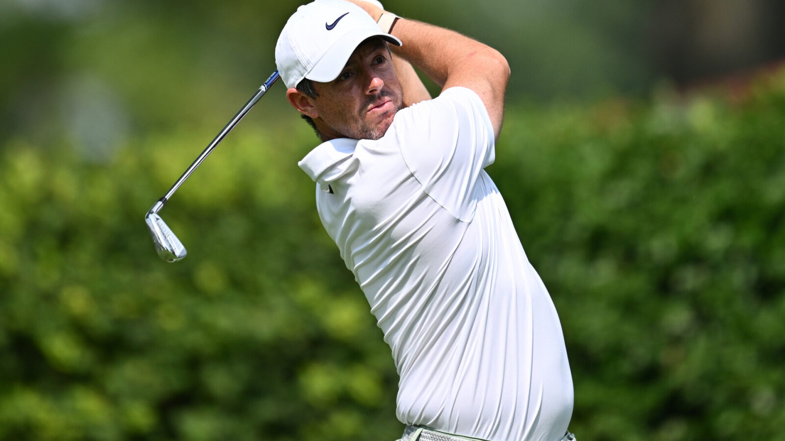 Aug 18, 2023; Olympia Fields, Illinois, USA; Rory McIlroy tees off from the12th tee during the second round of the BMW Championship golf tournament.
