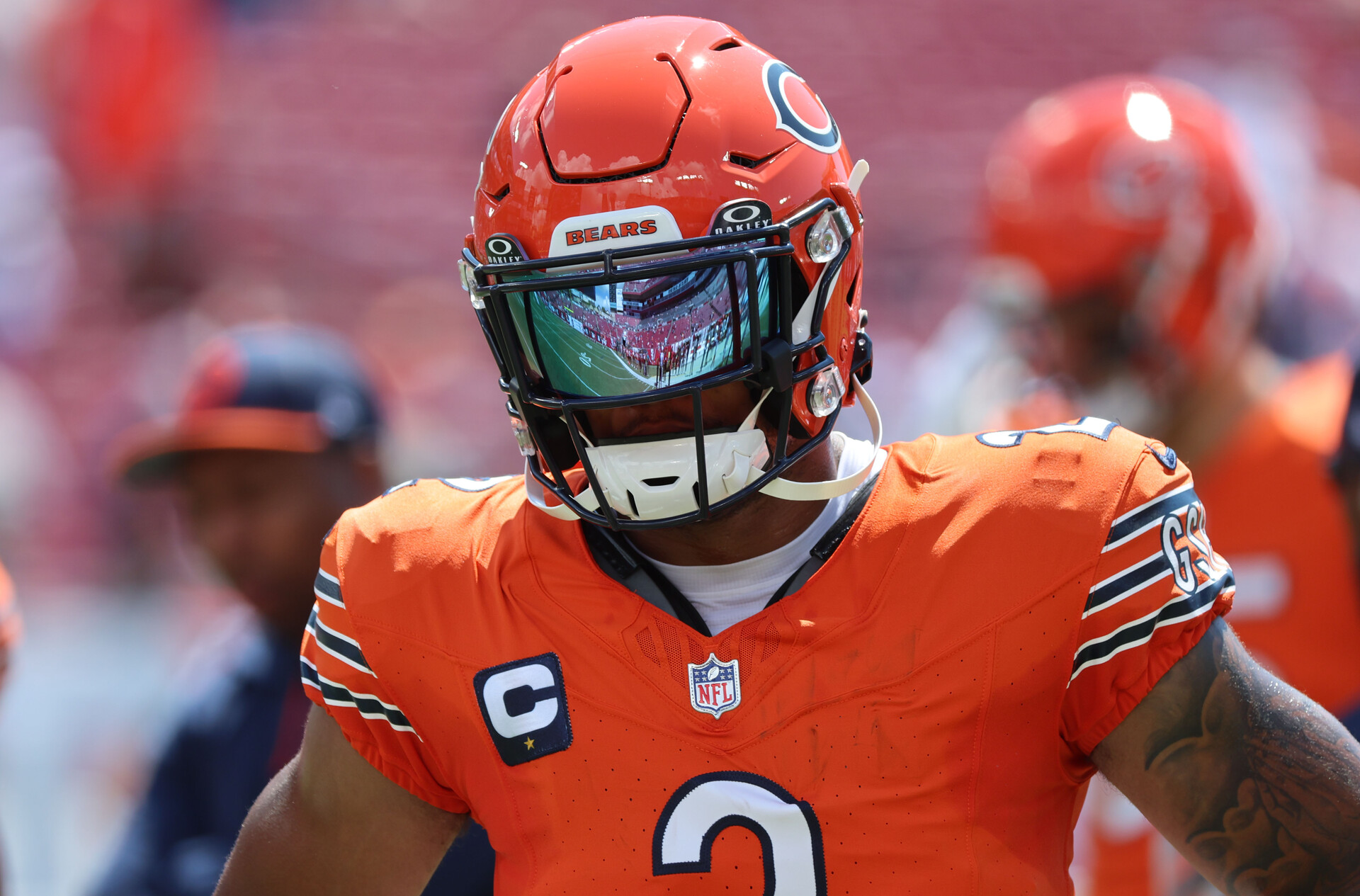 Chicago Bears wide receiver DJ Moore (2) looks on prior to the game against the Tampa Bay Buccaneers at Raymond James Stadium.