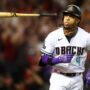 Arizona Diamondbacks second baseman Ketel Marte (4) reacts after hitting a home run against the Los Angeles Dodgers in the third inning for game three of the NLDS for the 2023 MLB playoffs at Chase Field.