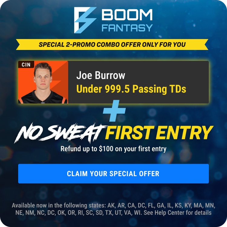 Boom Fantasy's Ravens vs. Bengals player props special: Joe Burrow under 999.5 pass TDs.