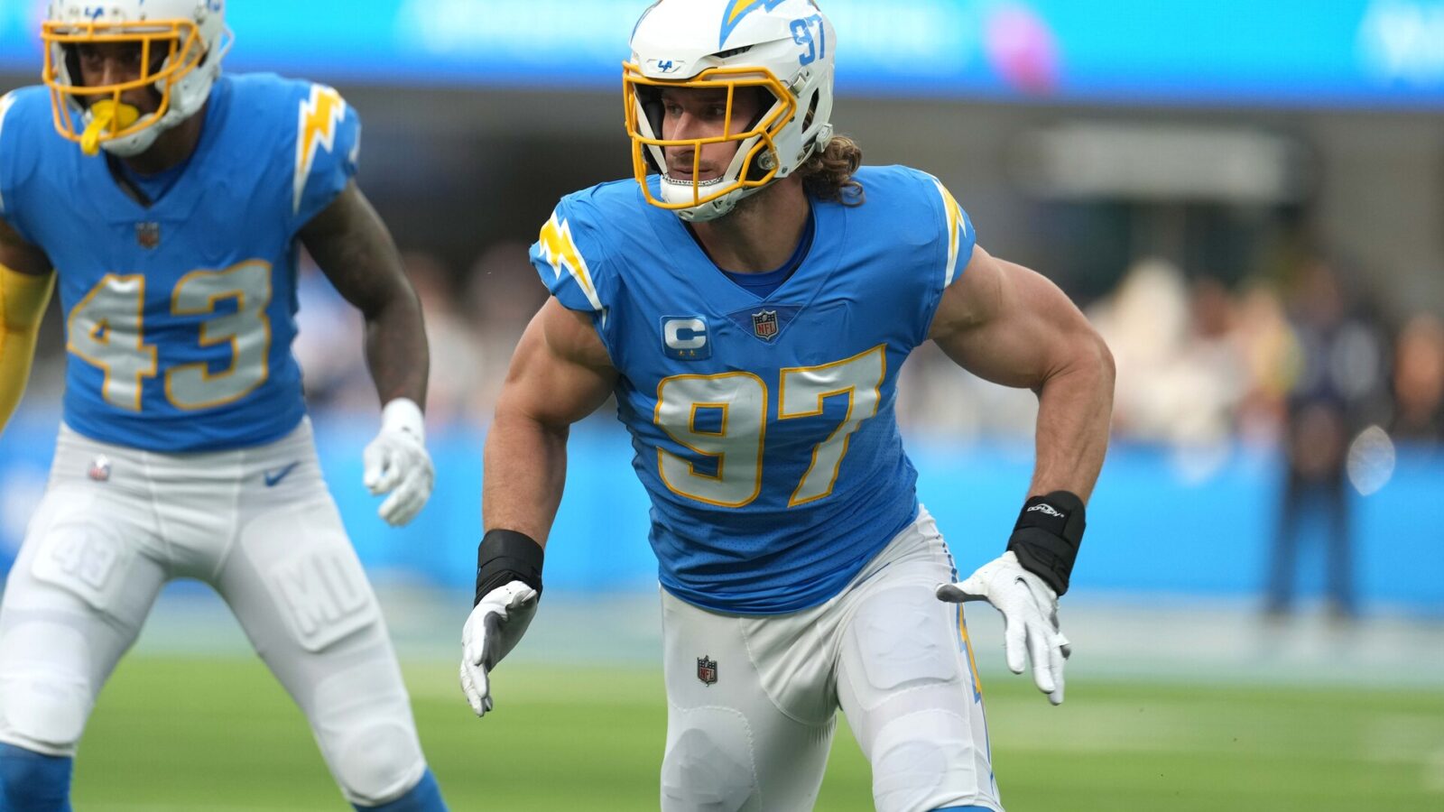 Los Angeles Chargers linebacker Joey Bosa (97) against the Los Angeles Rams at SoFi Stadium.