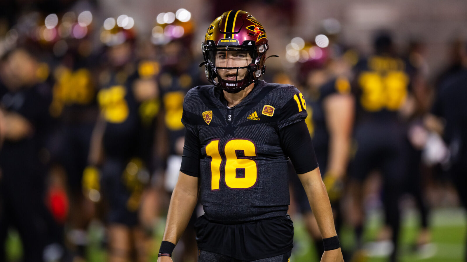 Sep 9, 2023; Tempe, Arizona, USA; Arizona State Sun Devils quarterback Trenton Bourguet (16) against the Oklahoma State Cowboys at Mountain America Stadium.