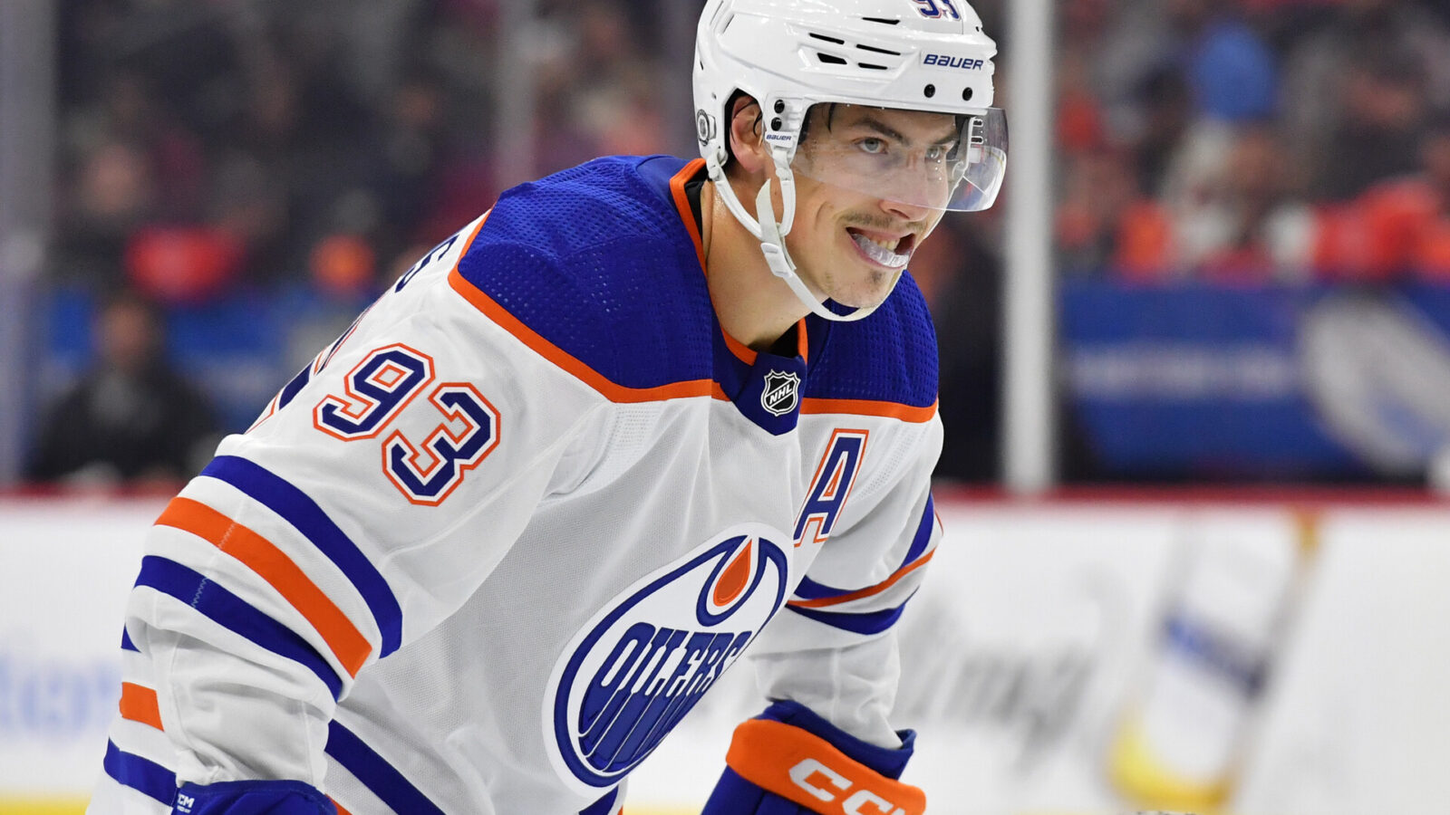 Edmonton Oilers center Ryan Nugent-Hopkins (93) against the Philadelphia Flyers at Wells Fargo Center.