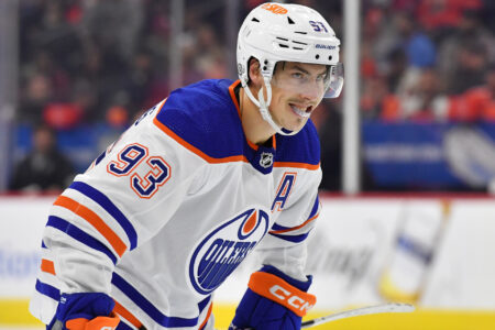 Edmonton Oilers center Ryan Nugent-Hopkins (93) against the Philadelphia Flyers at Wells Fargo Center.