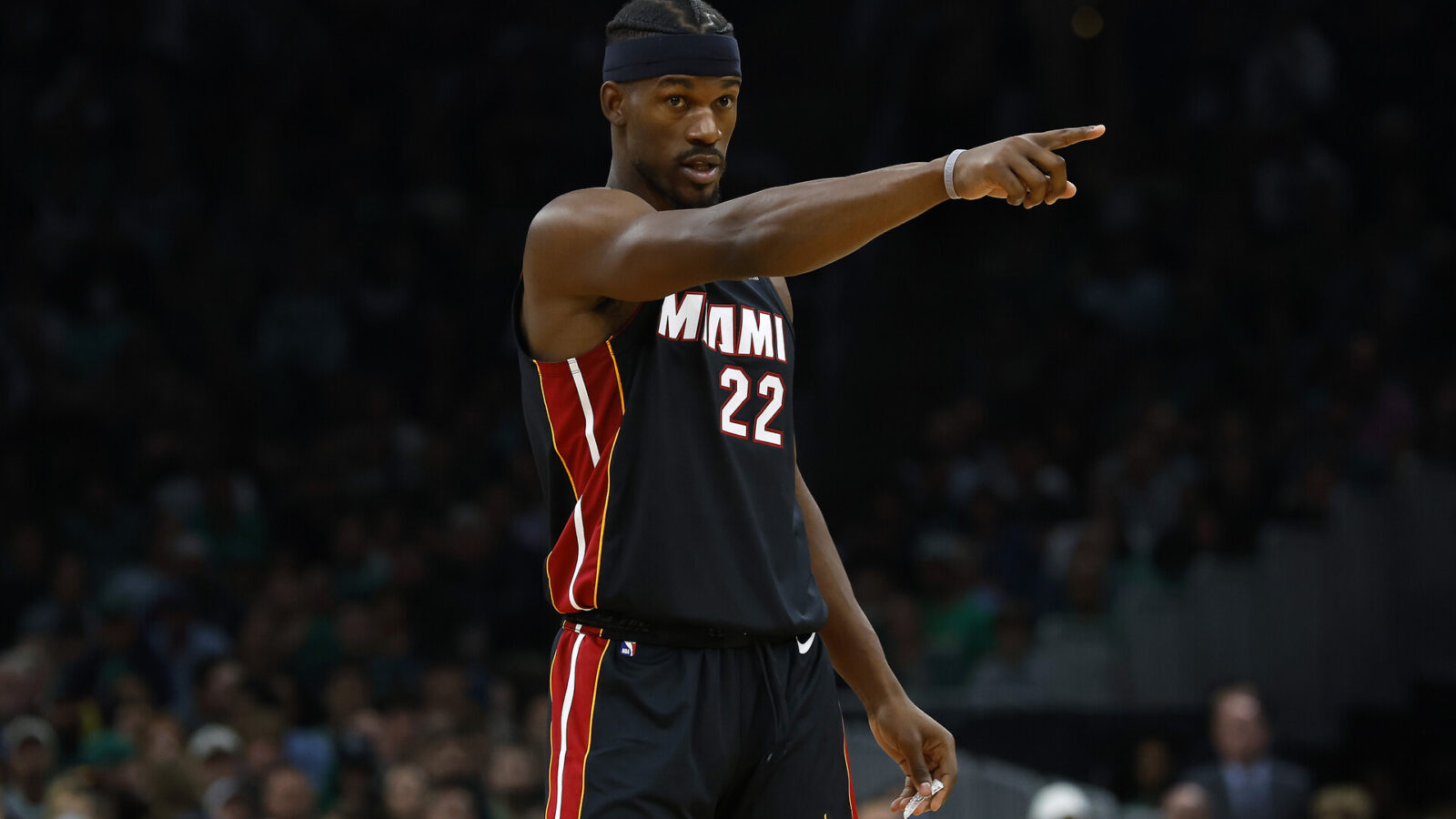 Oct 27, 2023; Boston, Massachusetts, USA; Miami Heat forward Jimmy Butler (22) during the second half against the Boston Celtics at TD Garden.