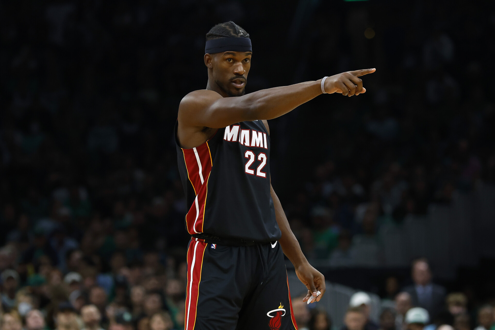 Oct 27, 2023; Boston, Massachusetts, USA; Miami Heat forward Jimmy Butler (22) during the second half against the Boston Celtics at TD Garden.