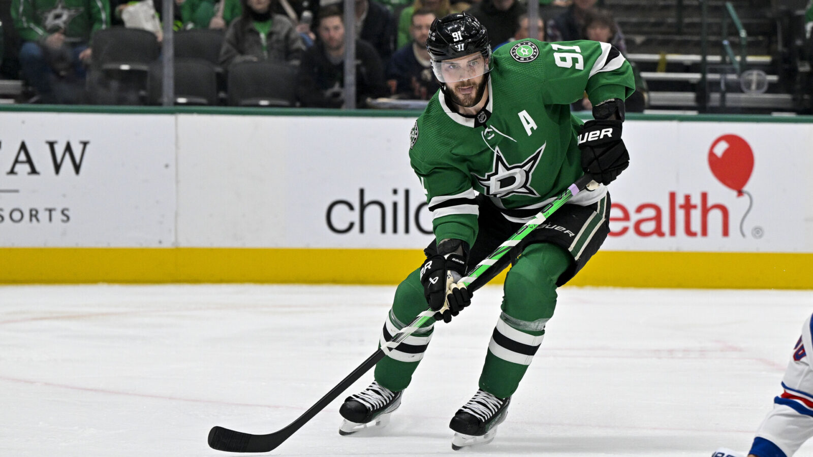 Nov 20, 2023; Dallas, Texas, USA; Dallas Stars center Tyler Seguin (91) in action during the game between the Dallas Stars and the New York Rangers at the American Airlines Center.