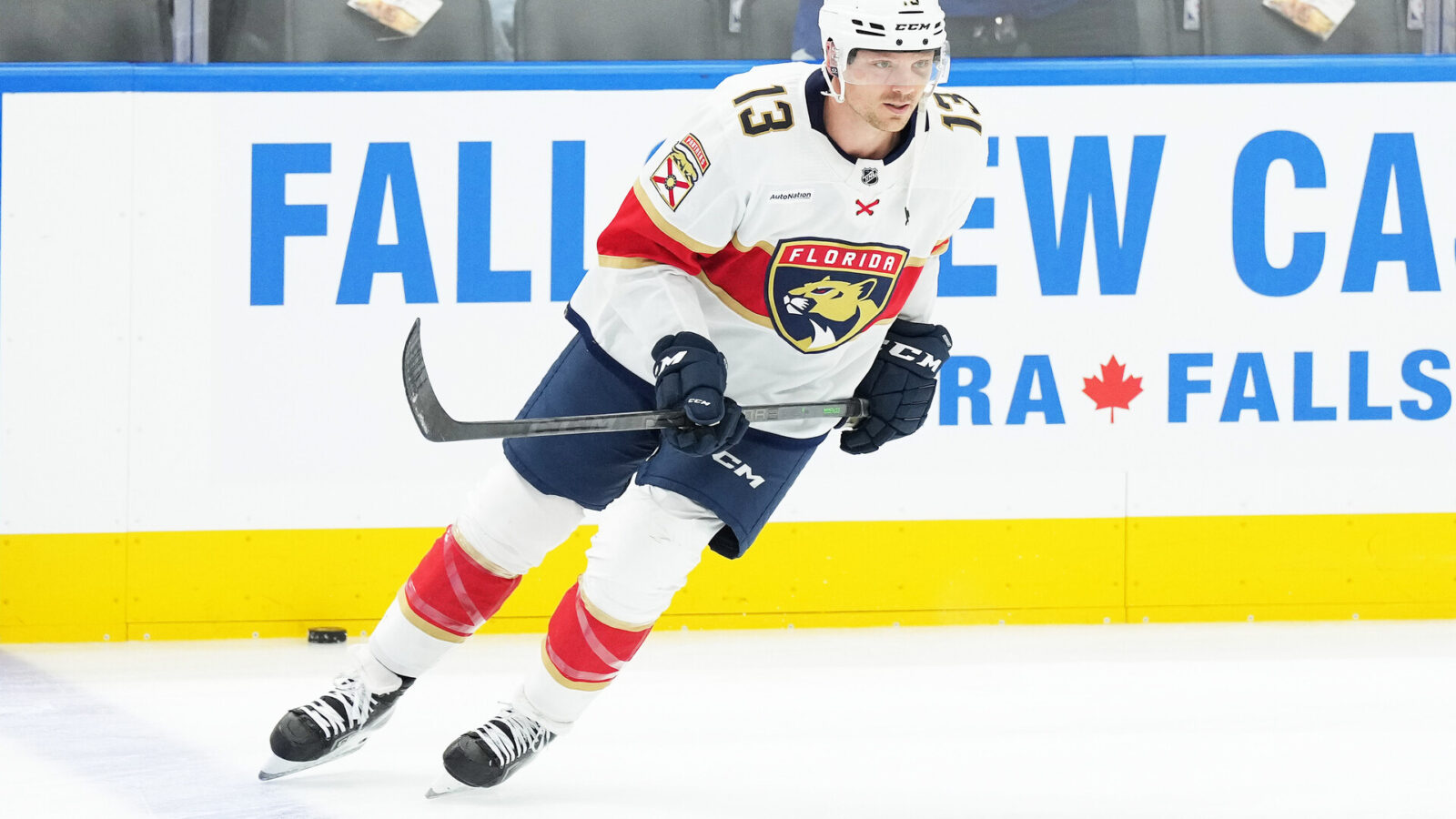 Nov 28, 2023; Toronto, Ontario, CAN; Florida Panthers center Sam Reinhart (13) skates during the warmup against the Toronto Maple Leafs at Scotiabank Arena.