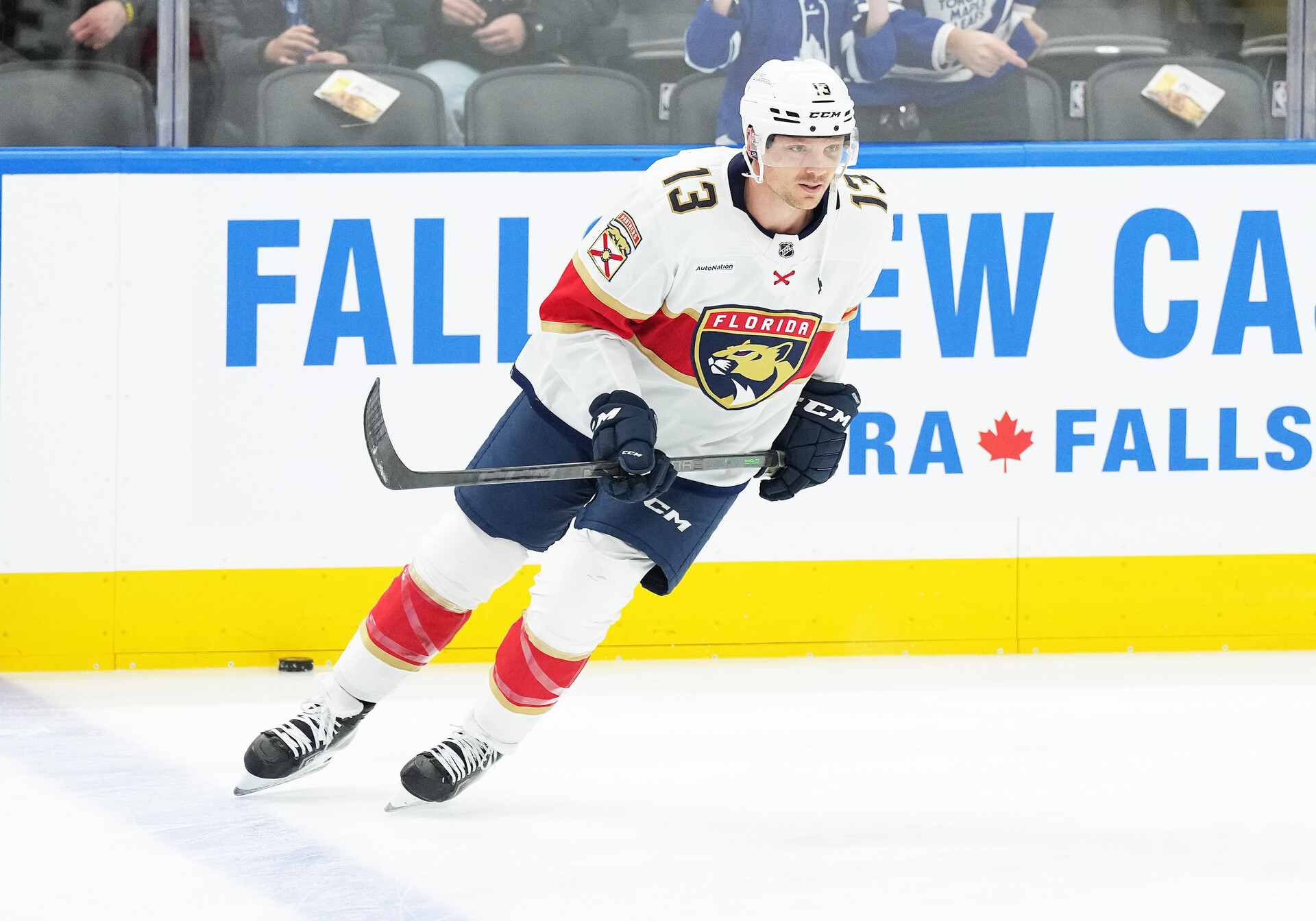 Nov 28, 2023; Toronto, Ontario, CAN; Florida Panthers center Sam Reinhart (13) skates during the warmup against the Toronto Maple Leafs at Scotiabank Arena.