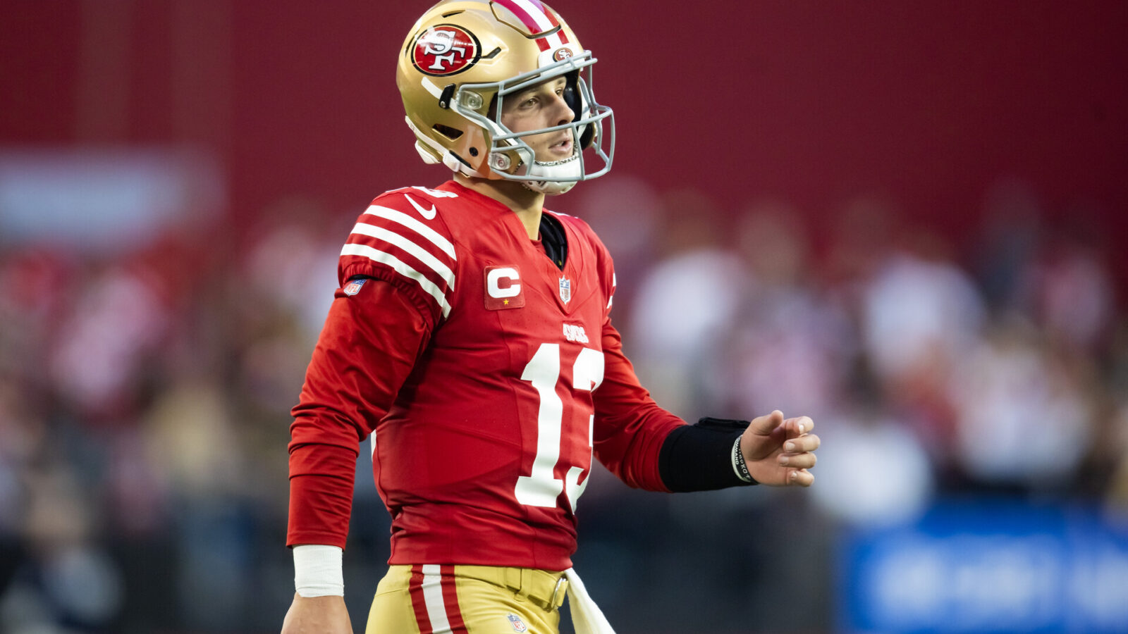 Dec 17, 2023; Glendale, Arizona, USA; San Francisco 49ers quarterback Brock Purdy (13) against the Arizona Cardinals at State Farm Stadium.