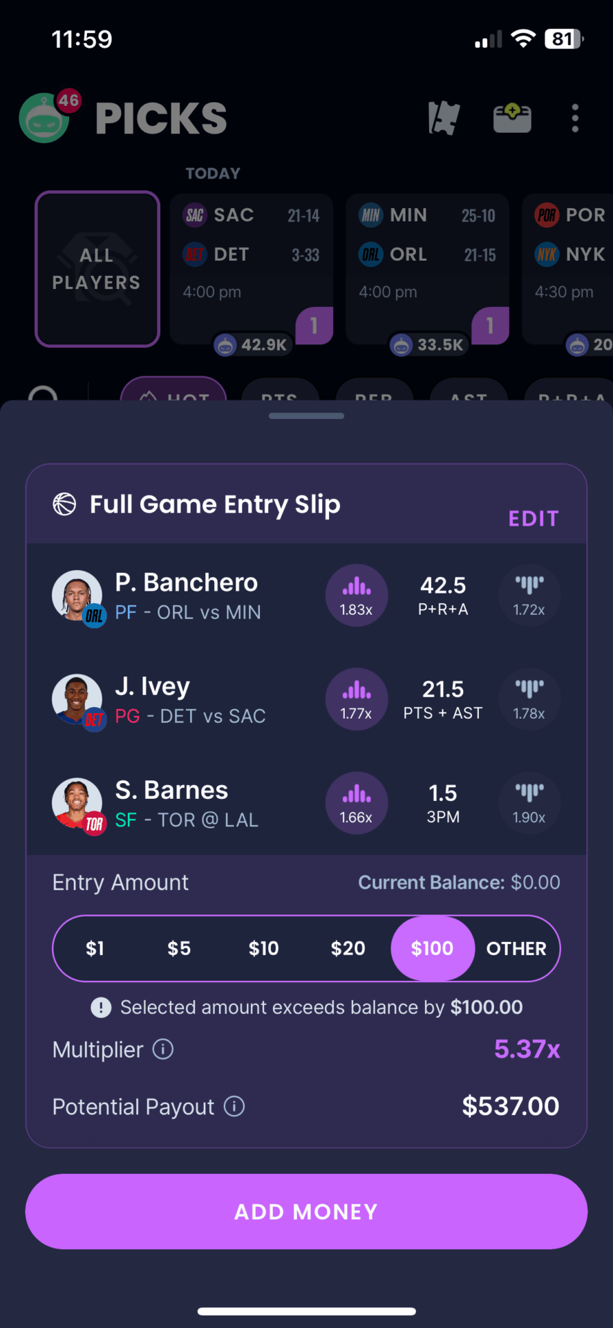 NFL DFS - Sleeper Fantasy screenshot