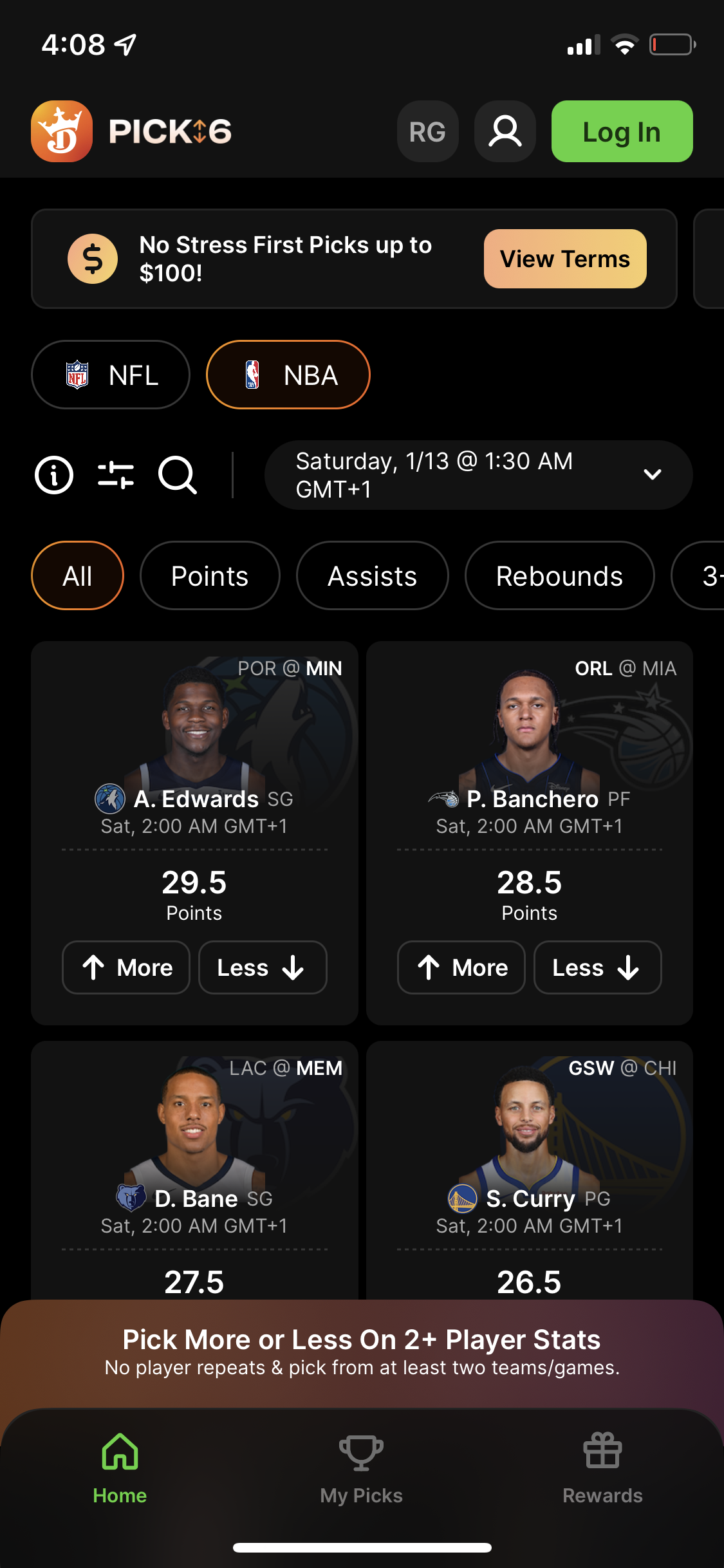 DraftKings Pick6 review - screenshot