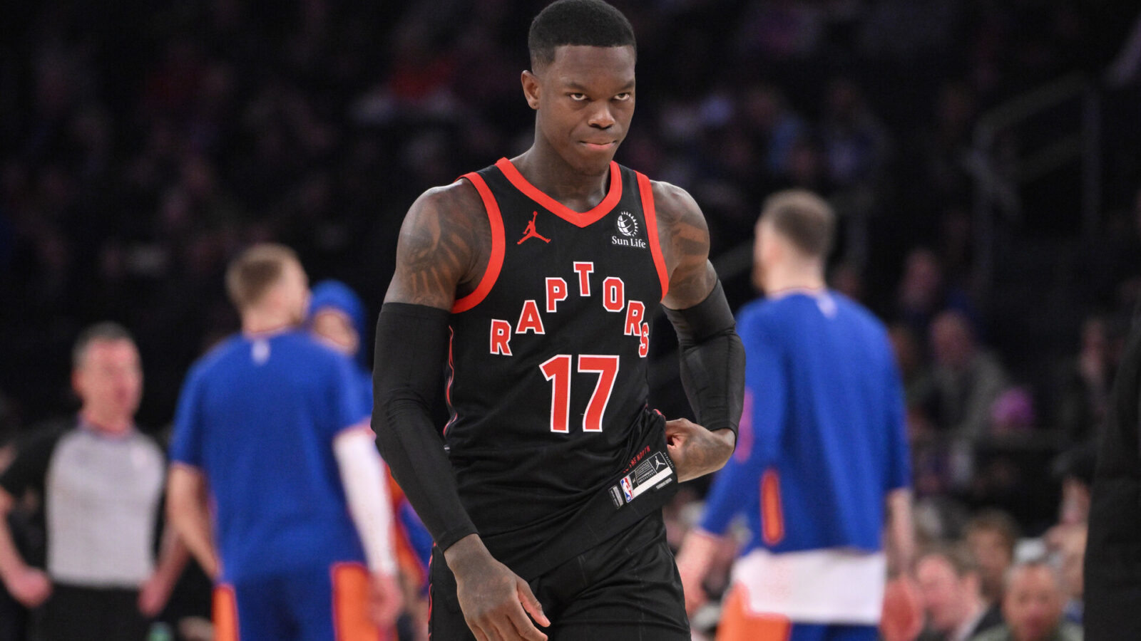 Toronto Raptors guard Dennis Schroder (17) during the first quarter against the New York Knicks at Madison Square Garden.
