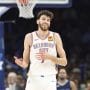 NBA First Basket Predictions: Oklahoma City Thunder forward Chet Holmgren (7) smiles after a play against the Memphis Grizzlies during the second half at Paycom Center.
